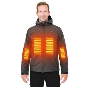 Heated Jacket For Men ANTARCTICA GEAR Winter Coat With 12V 16000mAh Battery Pack, Soft Shell Heating Hood Jacket (Option: Grey-XS)